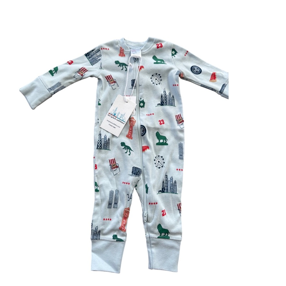 Tori Grace Outfitters Chicago City Print Organic Cotton Sleeper 0-3M New